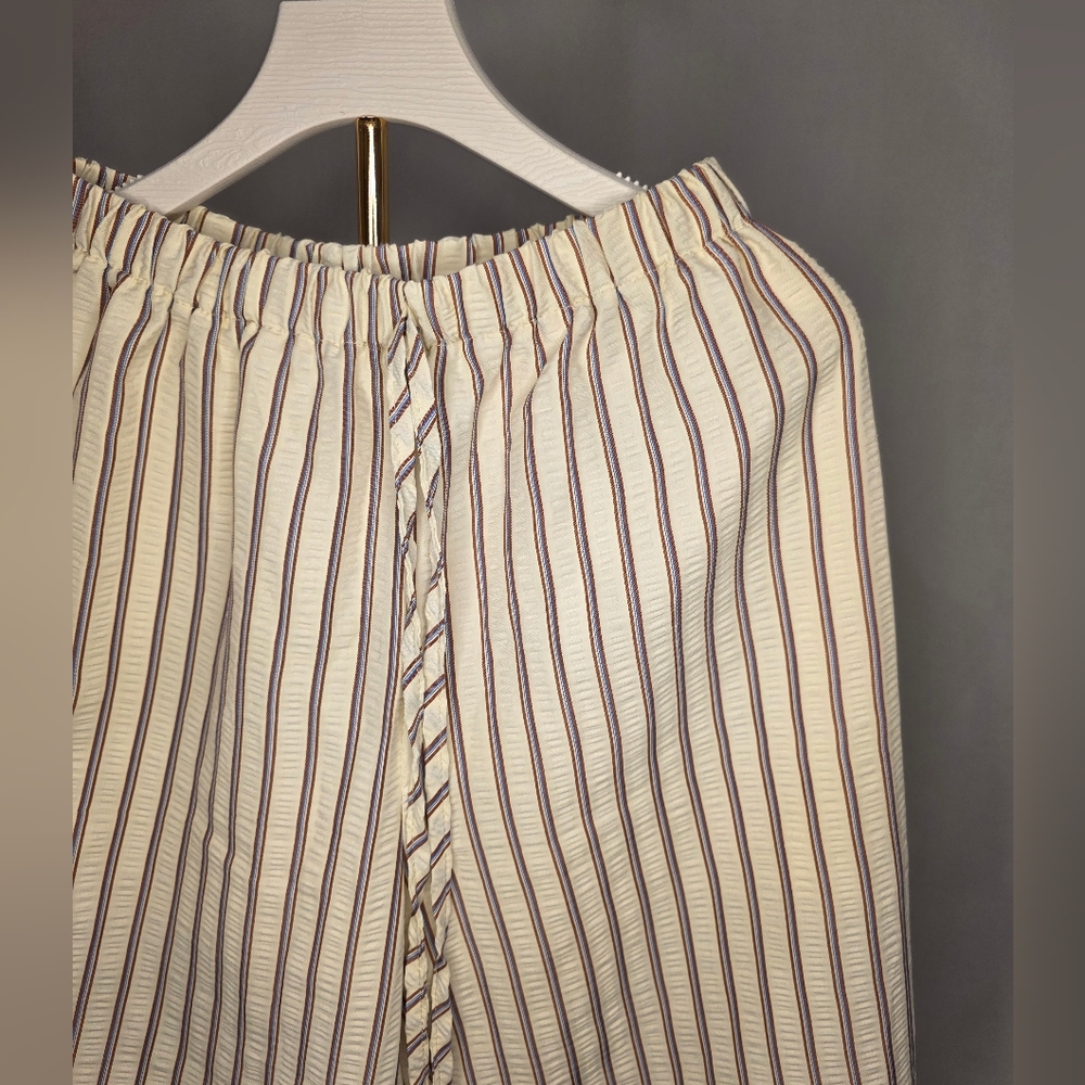 Elegant Striped Cream and Purple Women's Pants